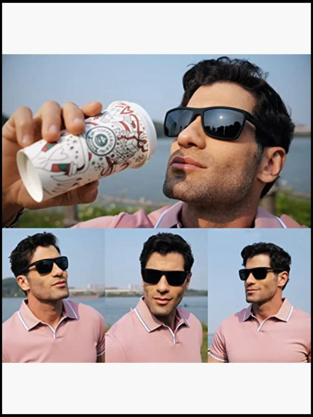 Vintage Style Square Polarized Sunglasses for Men UV Protection Driving